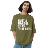 Hustle Harder Unisex oversized t-shirt Tan / Olive