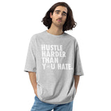 Hustle Harder Unisex oversized t-shirt Tan / Olive