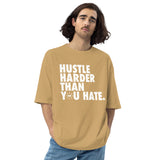Hustle Harder Unisex oversized t-shirt Tan / Olive