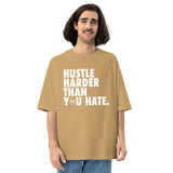 Hustle Harder Unisex oversized t-shirt Tan / Olive