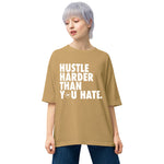 Hustle Harder Unisex oversized t-shirt Tan / Olive